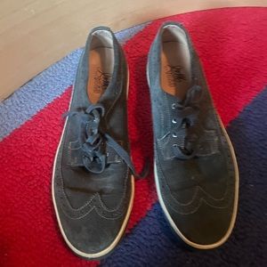 Johnston & Murphy blue suede wingtip shoes-